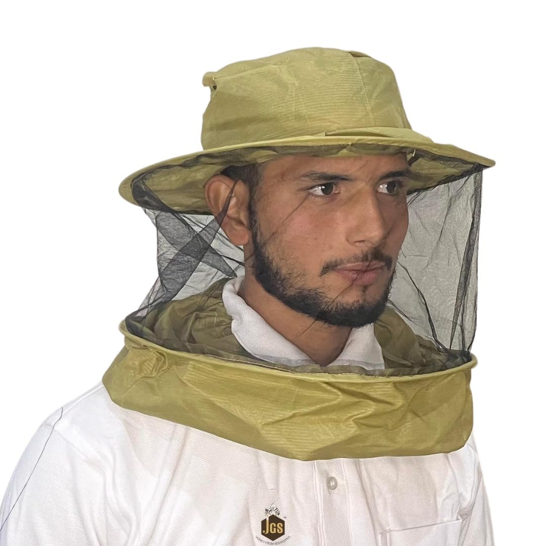 JGS Bee Cap Honeybee Cap | Bee Veil for Protection of Face from Honey Bee Sting | Sting Protection for Neck and Face (Khaki Colour, Pack of - 1) - Image 5 thumbnail