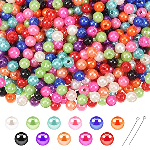 TOAOB 1100pcs Pearl Beads for Jewelry Making 5mm Plastic Pearl Beads Mixed Color Loose Round Faux Pearl Beads with Holes for DIY Craft Necklaces Bracelets Jewelry Making