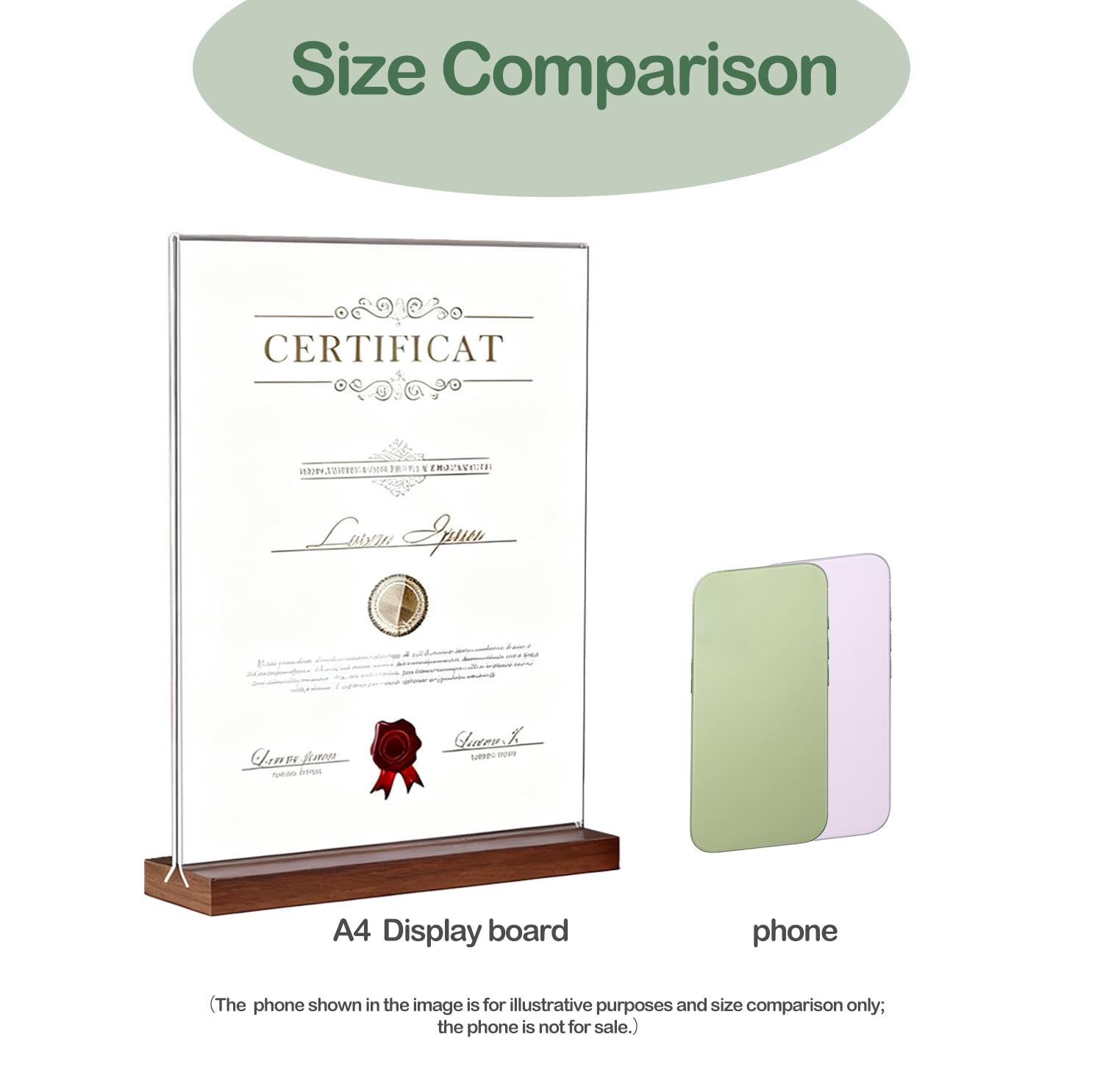 Primasage Lot De 2 Présentoirs A4 Transparents Avec Socle Bois - Support Affiche Plexiglass Pour Bureau Restaurant