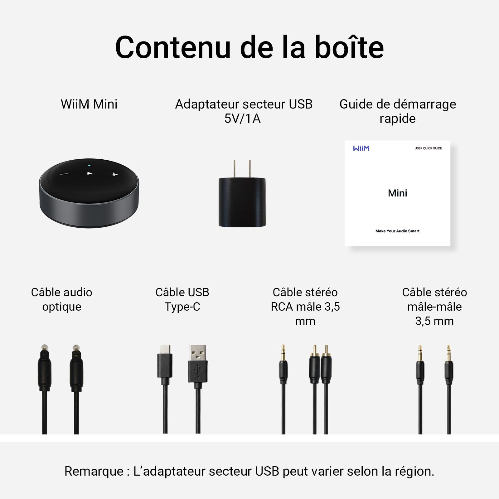 WiiM Mini – Lecteur Audio sans Fil AirPlay 2, multiroom stéréo, préamplificateur, Compatible avec Alexa et Siri, diffusez de l’Audio Haute résolution Depuis Amazon Music, Tidal et Plus