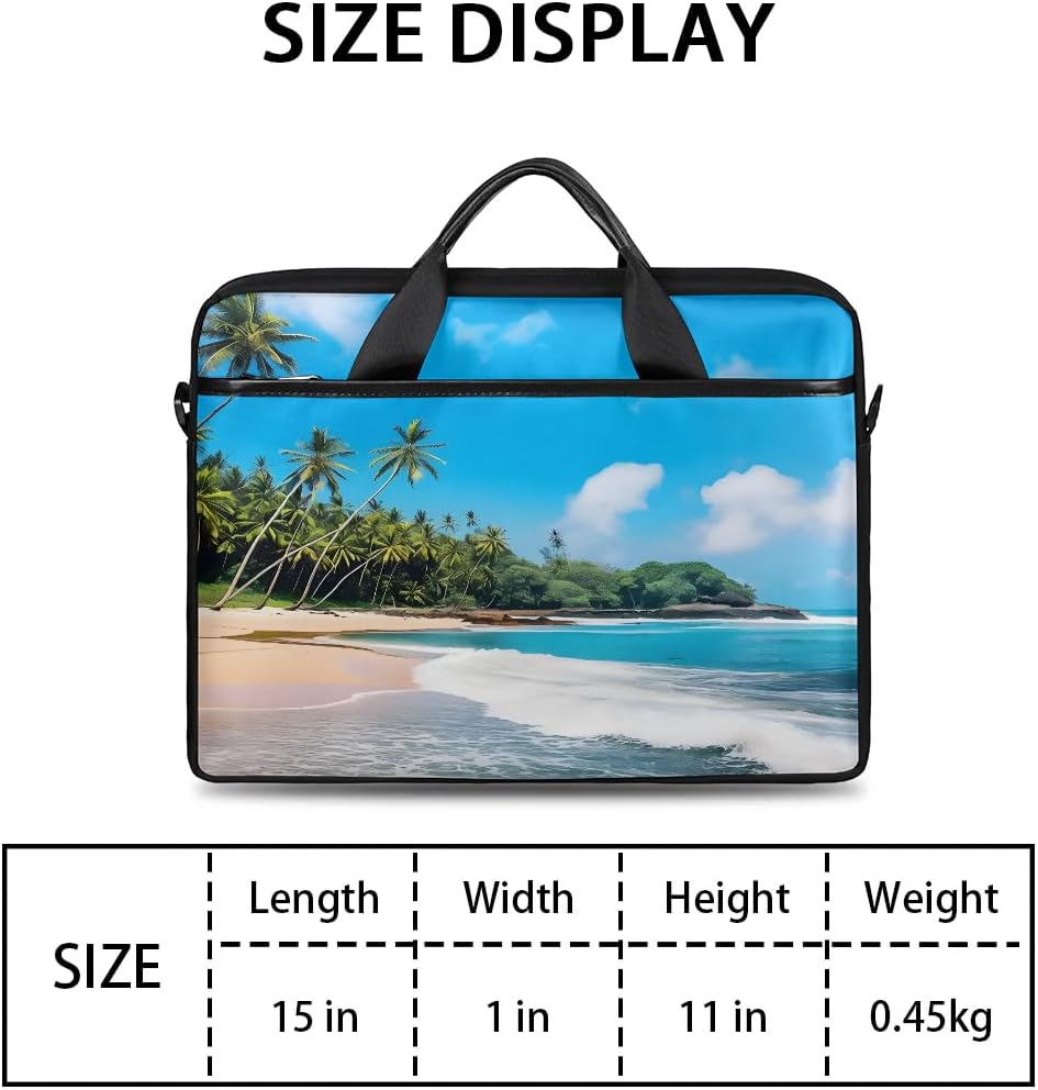 Tropical Beach Laptop Sleeve Case 13-14 inch Laptop Bag Handbag Waterproof Messenger Shoulder Bag Computer Carrying Bag