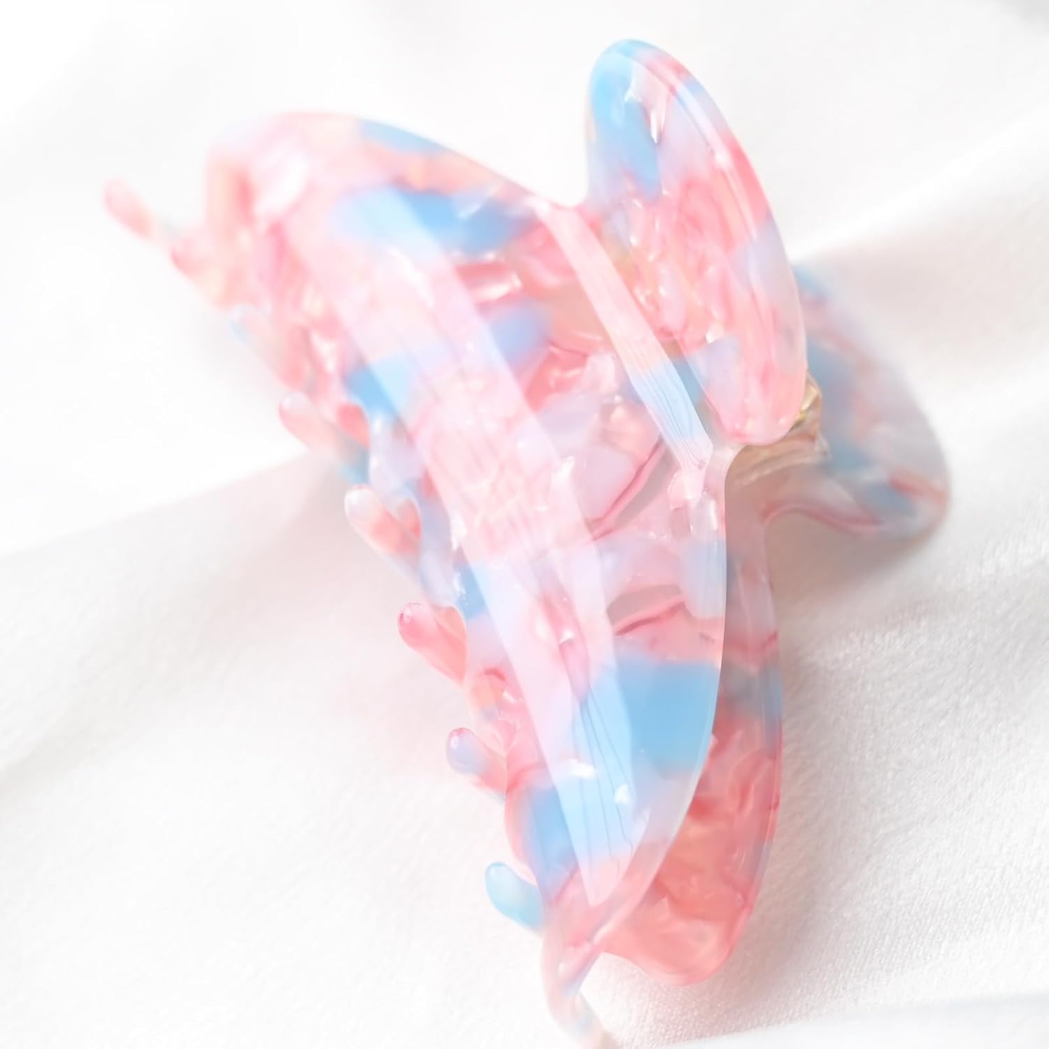 Large Size 3.5" Handmade Celluloid French Design Barrettes Tortoise Shell Claw Fashion Accessories Hair Clip for Women (pinkblue) image 2