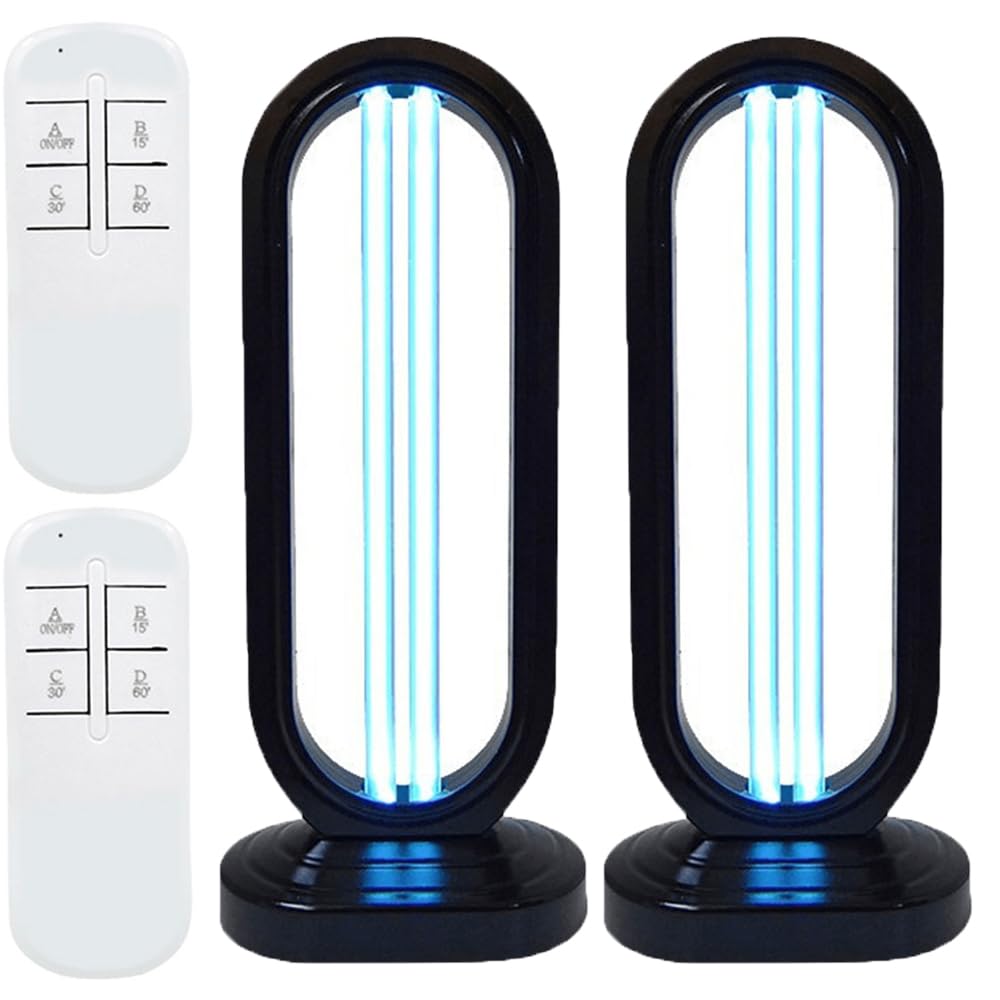 UV Desinfektionsturm Uv Lampe, UV Sterilisator UVC Lampe Desinfektion, UV KeimtöTende Lampe Uv Sterilisator Desinfektion Mit 3-Gang-Timing Und Fernbedienungsfunktion (Schwarz, 2 PCS)
