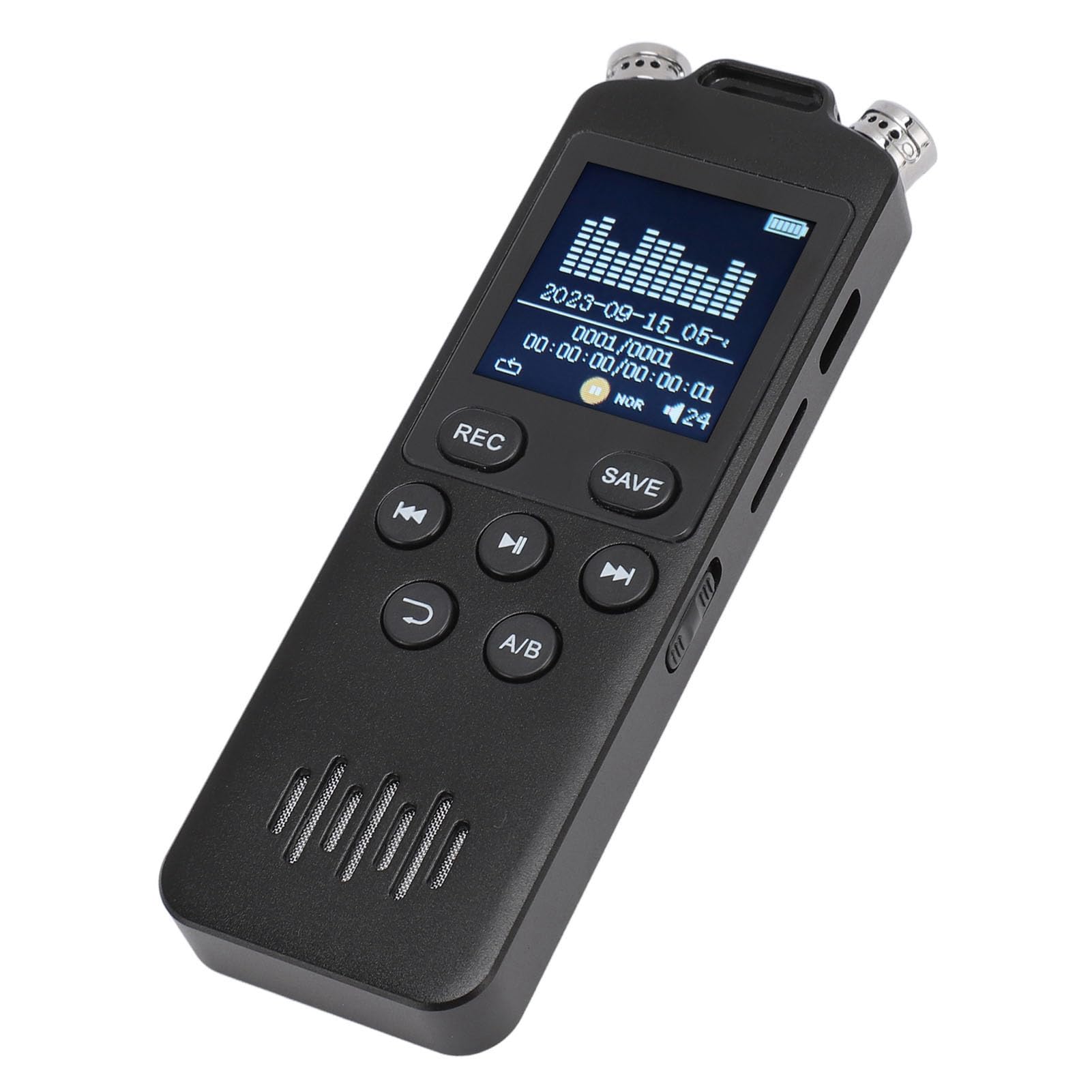 AMONIDA Registratore Ad Attivazione Vocale Design Compatto con Registrazione WAV MP3 di Alta qualità per Interviste a Riunioni Schermo a Colori da 1,44 Pollici (32GB)