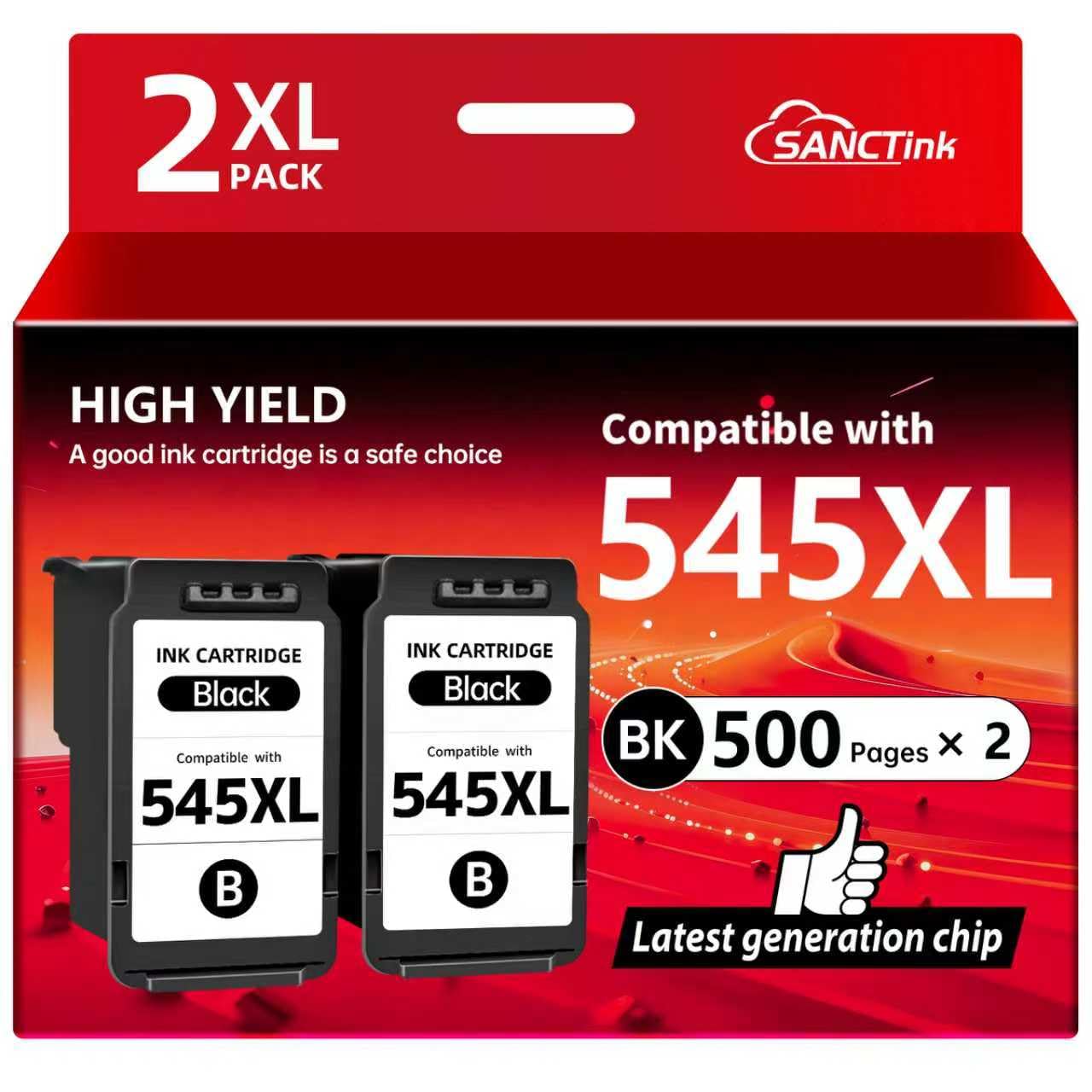 545 XL Schwarz (2 Black) Druckerpatronen Ersatz für Canon 545-XL für Canon TS3350 Patronen TS3400 MX495 TS3450 TS3355 TS3351 TR4550 TR4550 TR4551 iP2850 MG2555S MG2450 MG2950 MG2455