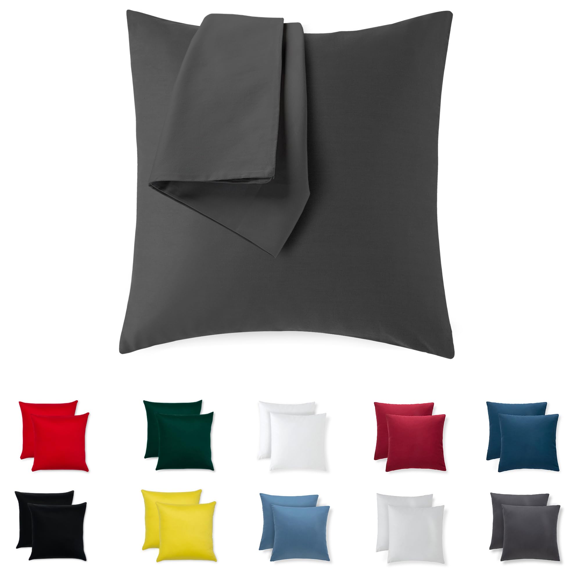 Juego De 2 Fundas De Almohada 50x50 Microfibra Cepillada Gris Claro Con Ofertas En