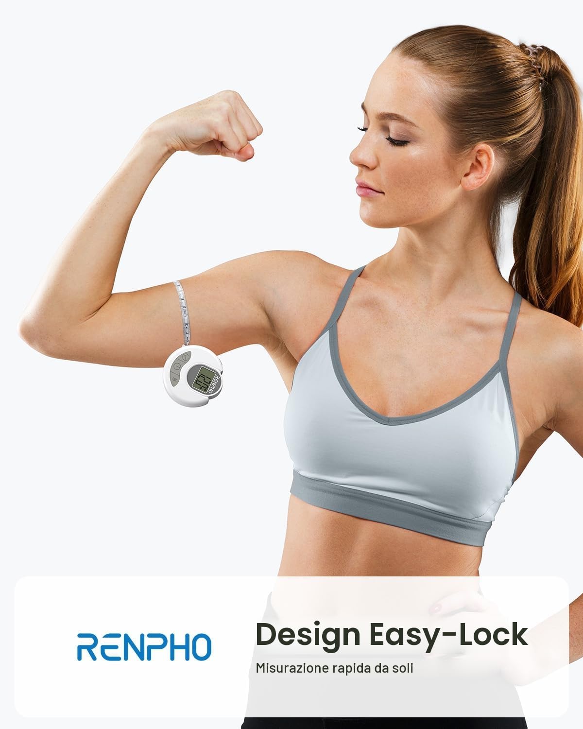 RENPHO Metro Sarta Smart a Nastro Digitale, Misurazione Bluetooth, Perdita di Peso, Aumento Muscolare, Retrattile, Misura Delle Circonferenze Del Corpo