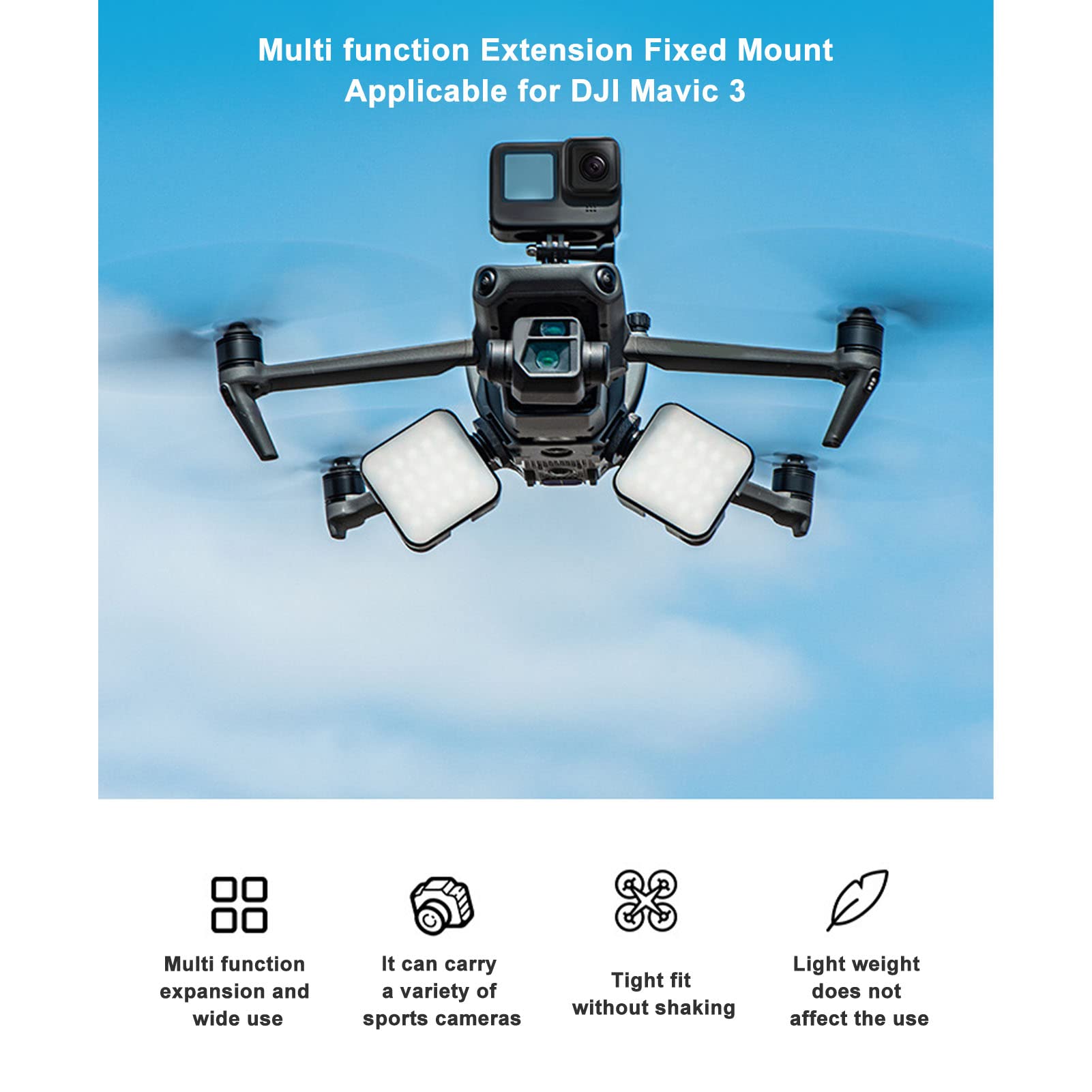 Kit de Soporte de Expansión de Cámara de Dron para dji Mavic 3, Soporte de Cámara de Montaje de Extensión Multifuncional con Orificio de Tornillo de 1/4 Pulgadas, Soporte de