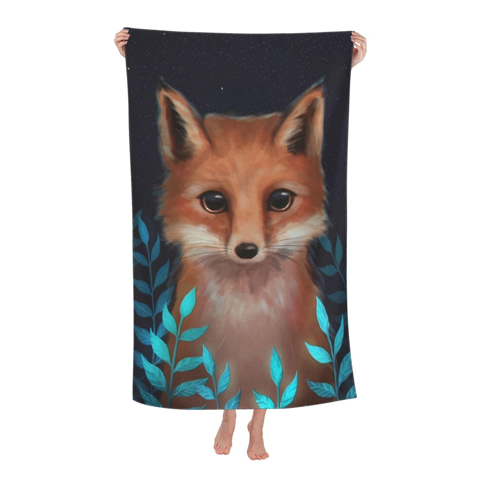 LSRCPD Beach Towel Cute Fox Microfiber Beach Towels Blanket Oversized Tropical Big Extra Large XL Pool Towels Quick Dry Sandproof for Women Girls Kids