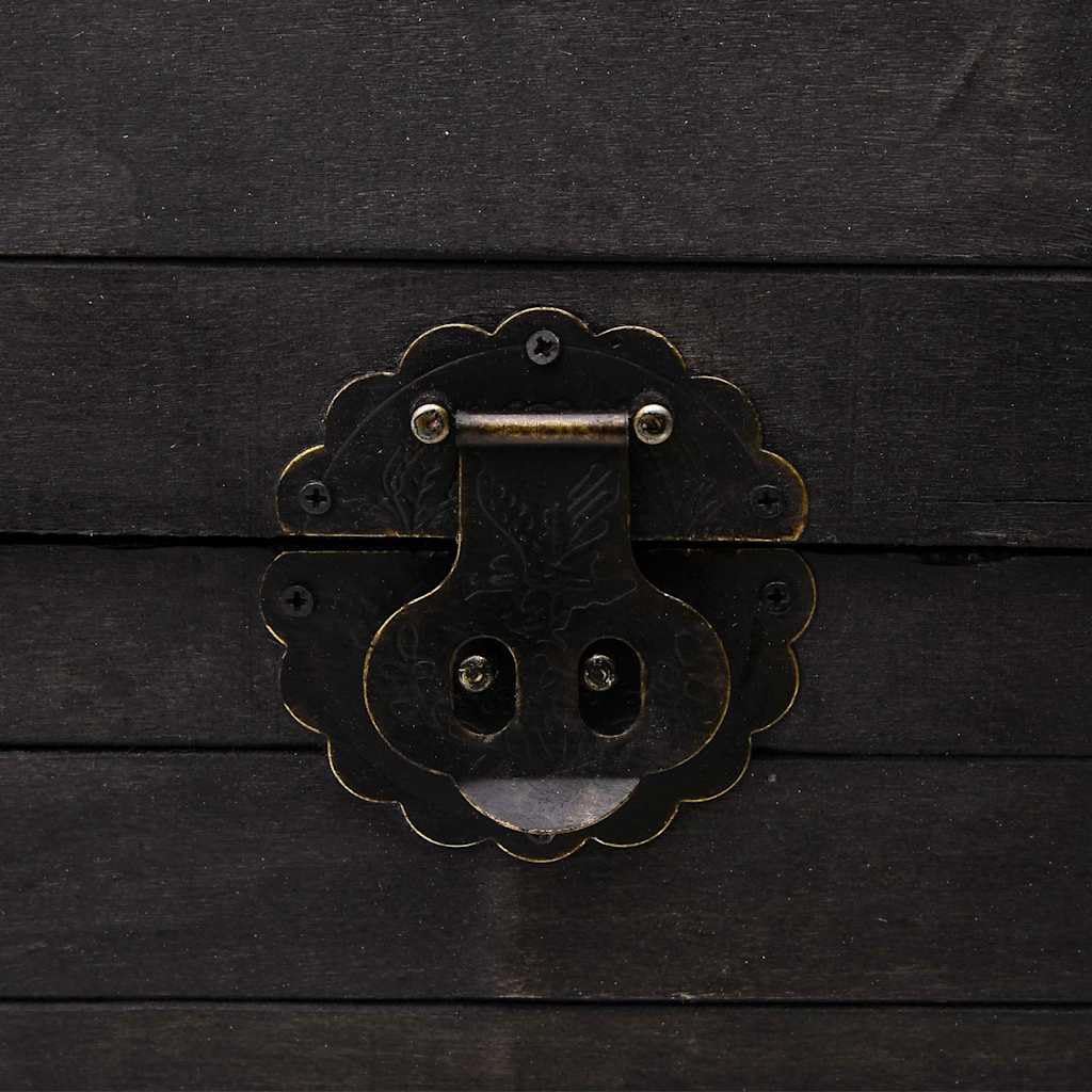 Baule in Legno Massello Vintage 120x30x40 cm Nero