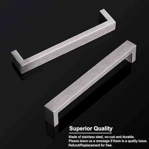 Miniatura 2 de Knobonly Paquete de 12 manijas de gabinete con acabado de níquel satinado, 7-12 pulgadas de orificio central cuadrado moderno para cajones, herrajes
