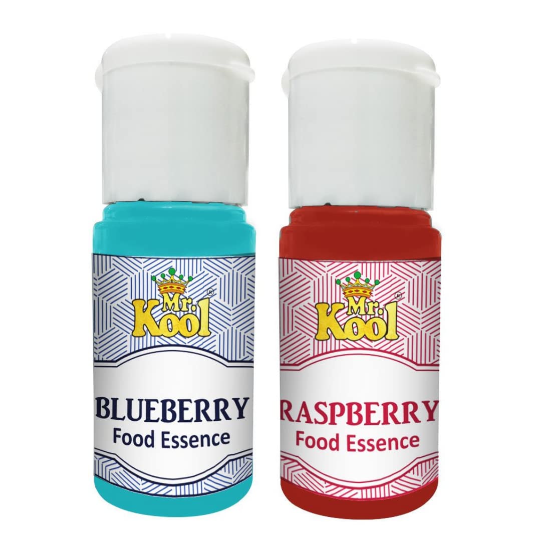 Mr. Kool Food Essence Blueberry & Raspberry 20ml (Pack of 2) | Ideal for Baking, Desserts, Ice Creams, Beverages & More | Natural Flavoring for Rich & Aromatic Taste