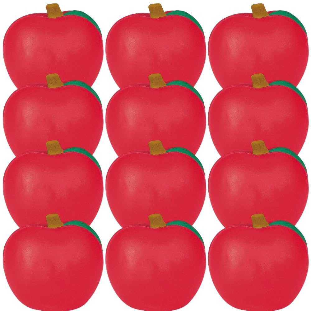 Apple Shaped Squishy Stress Balls 12 Pack - Premium Fidget Toys for Adults & Kids | Party Favors, Classroom Prizes & Goodie Bag Stuffers | Sensory Squeeze Toys for Stress Relief