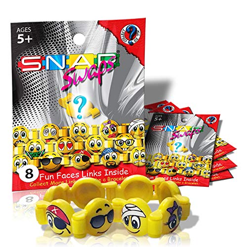 Snap Swaps Mystery Emoji Style Toy Fidget Bracelets | Sensory, Motor Skills & Focus | Collect and Trade Links | Blind Bags-5 Packs