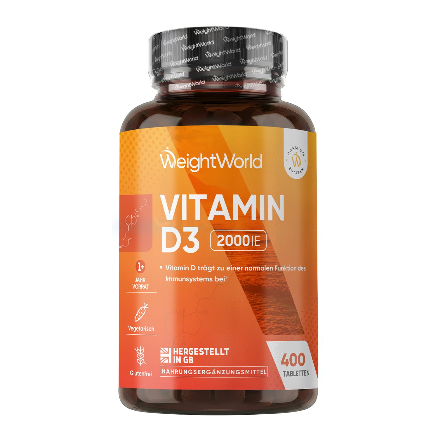 WeightWorld Vitamin D3 2000 I.E. - 400 Tabletten -  1 Tablette alle 2 Tage