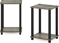 Vista 6 de Furinno Simplistic - Mesa auxiliar, paquete de 2 unidades, color roble francés y negro