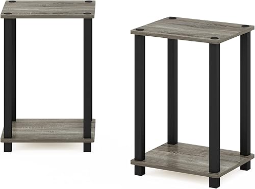 Miniatura 6 de Furinno Simplistic - Mesa auxiliar, paquete de 2 unidades, roble francésnegro