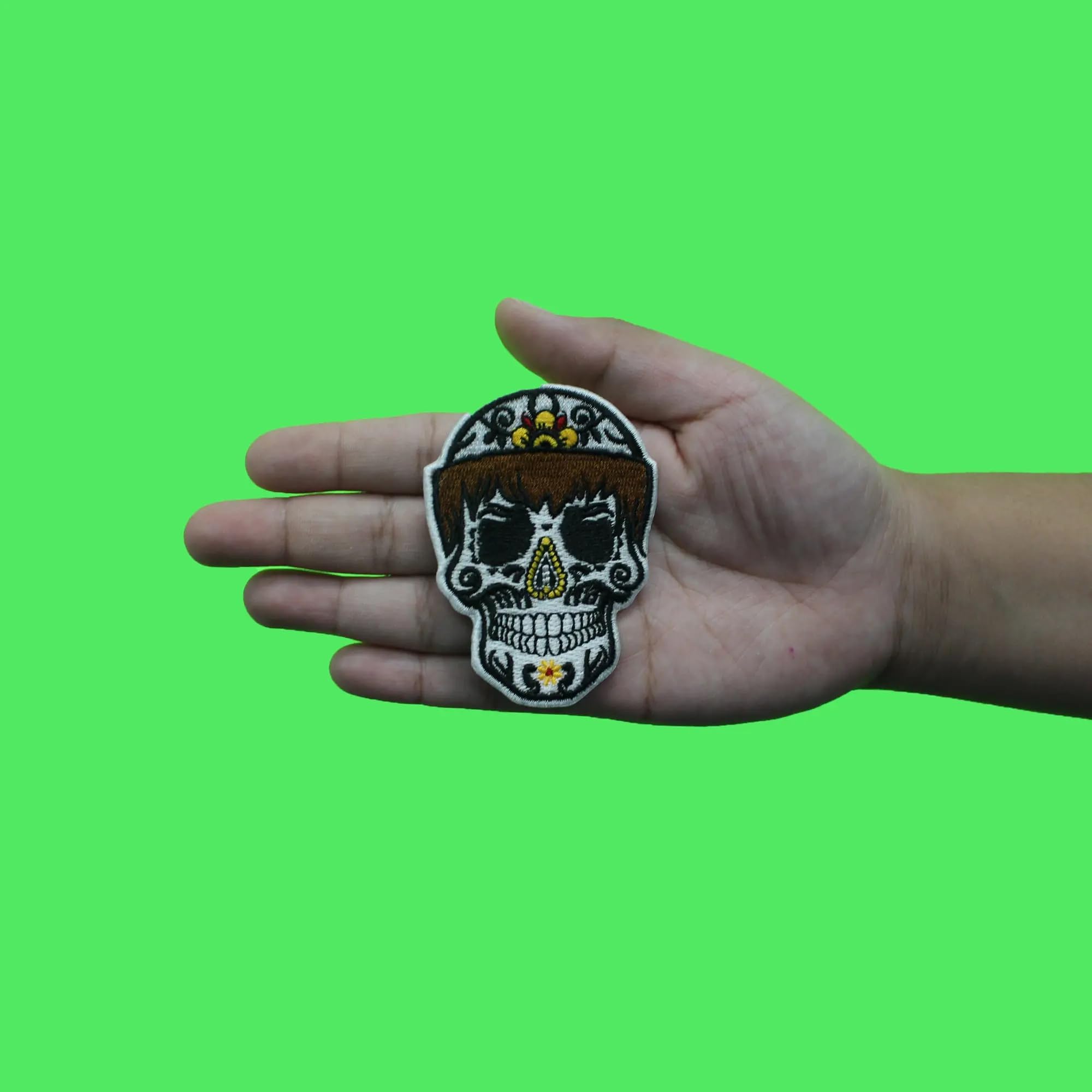 San Diego Friar Tuck Patch Sugar Skull Flower Embroidered Iron On Blue