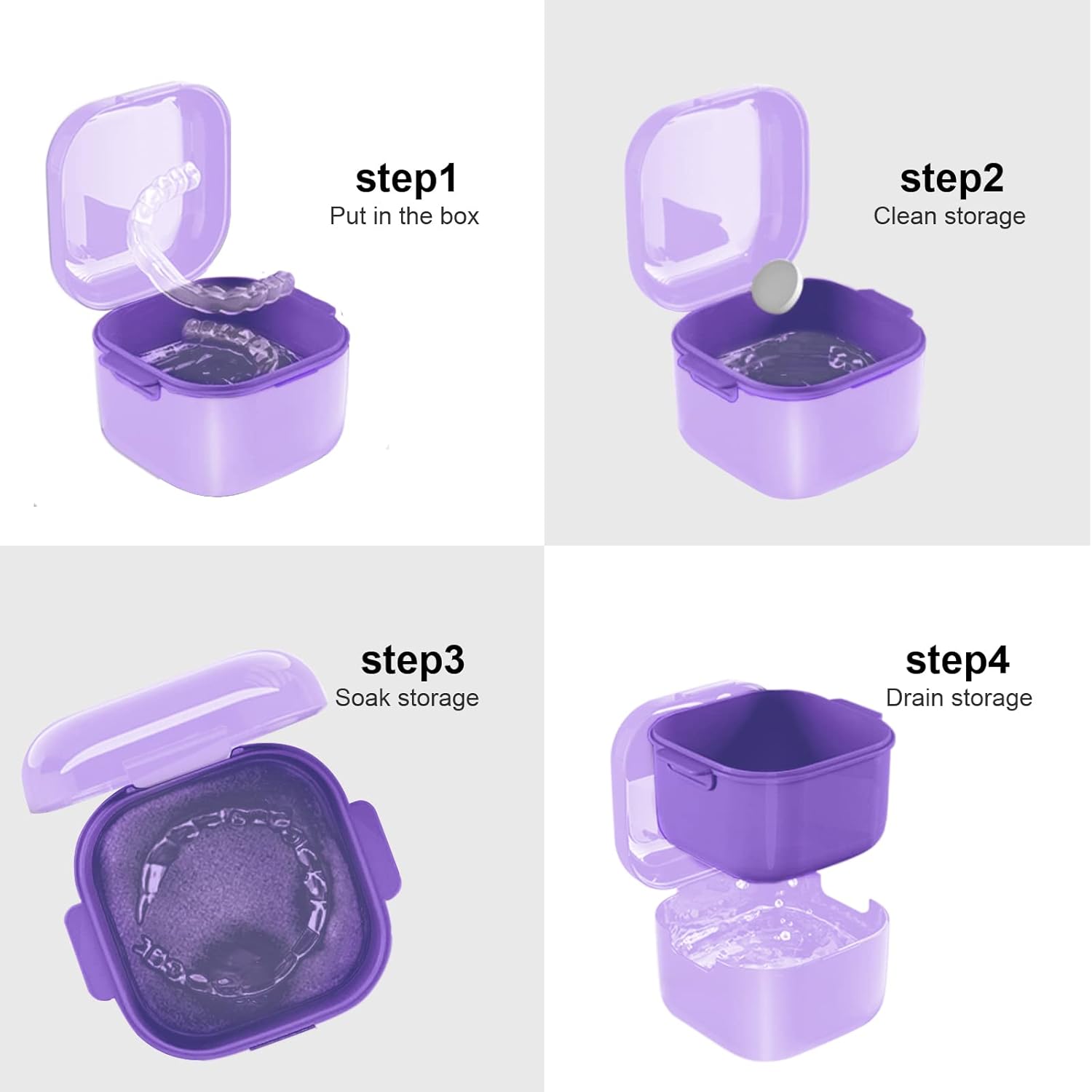 DIDATOOL Retainer Case, Denture Bath, Denture Cups for Soaking Dentures