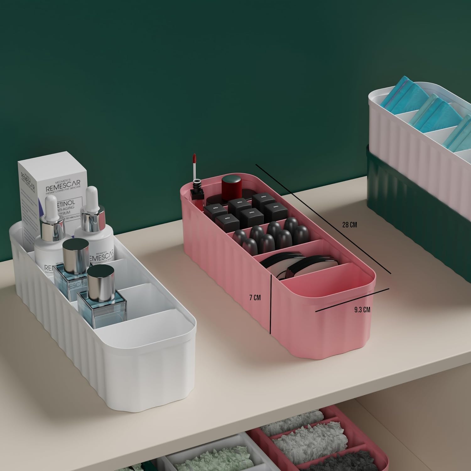 ROKTRY Pack of 4 Closet Storage Dividers for Household Use Wardrobe Storage Box Set of 4,Scarves,Socks,Wardrobe Organizer for Storage,Tie,Inner-wear,Storage Dividers,Clothing,Multicolor