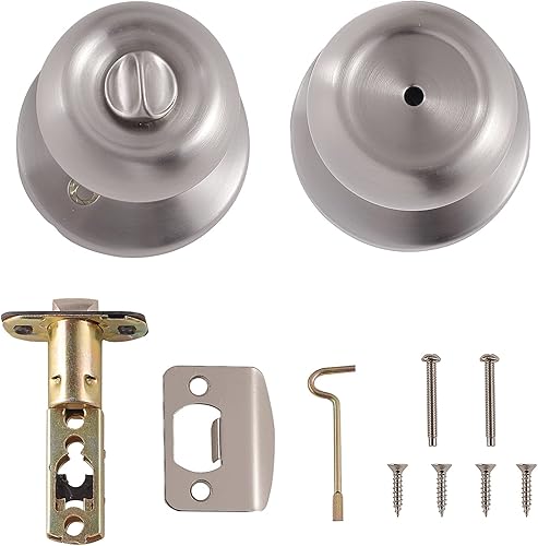 Miniatura 3 de Tienda Basics Pomo de puerta de dormitoriobaño con cerradura, Coastal, 1-38" a 1-34", níquel satinado
