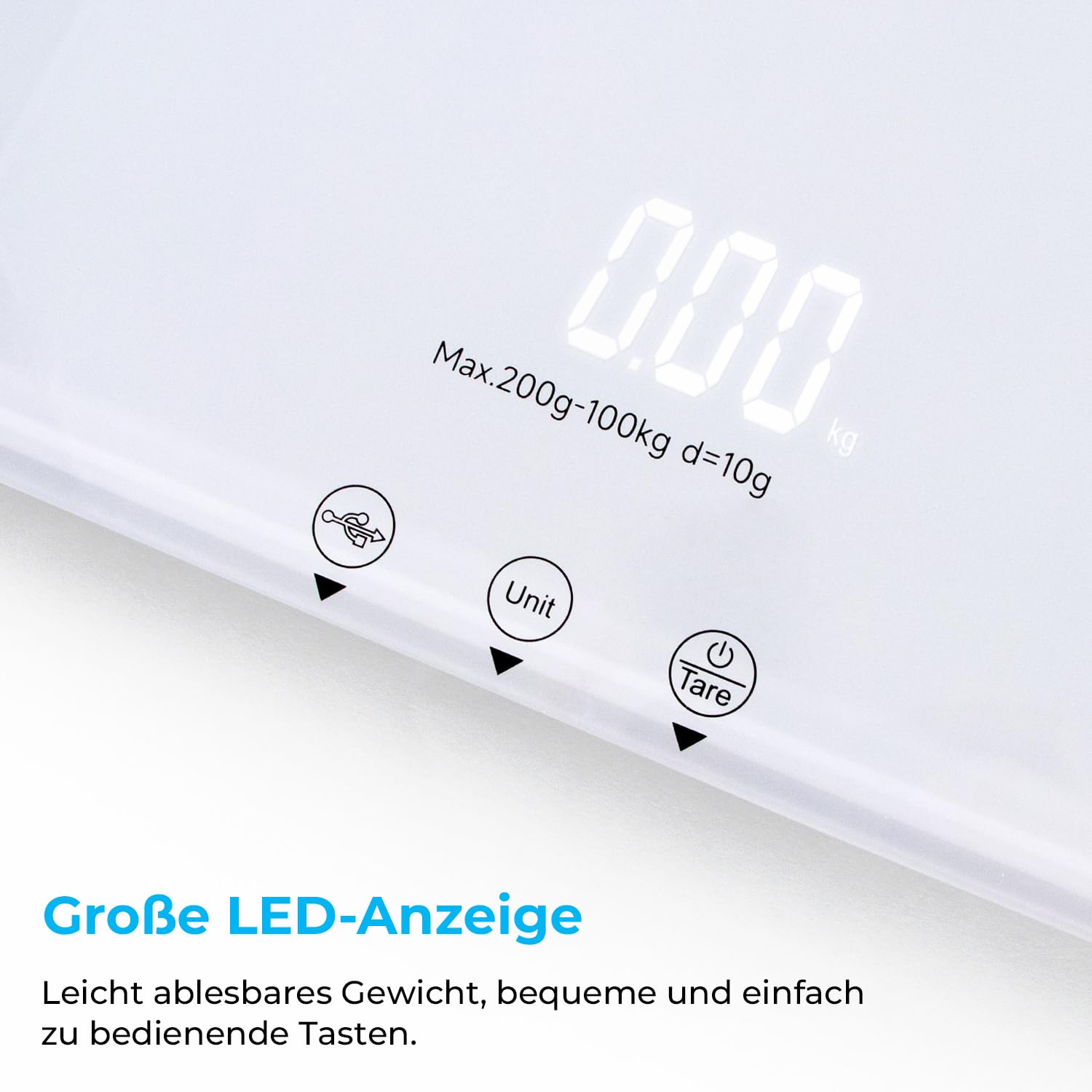 UNIWEIGH Digitale Haustierwaage, 10 g, hohe Genauigkeit, für Hunde und Katzen, 3 Wiegeeinheiten, Tara-/Haltefunktion, Babywaage, gehärtetes Glas, USB-Kabel, groß | 3 Wiegeeinheiten/Tara-/Haltefunktion, Babywaage für Haustiere, gehärtetes Glas, USB-Aufladu