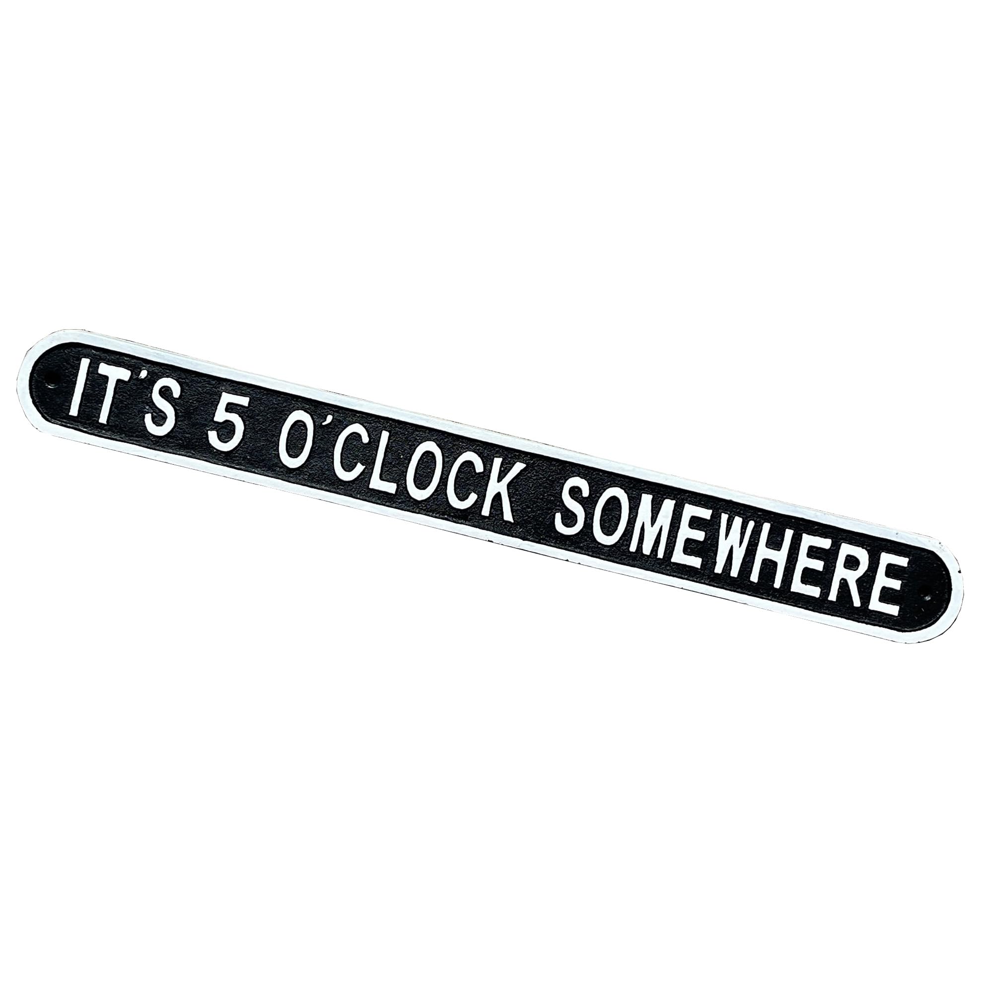 57.5cm Cast Iron 'It's 5 O'Clock Somewhere' Funny Wall Mounted Plaque Sign Kitchen Wall Art Home Garden Bar Pub Decoration