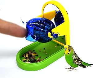 OKJ Parrot Foraging Toy - Bird Feeders Creative Foraging Systems Food Ball with Mirror Interactive Bird Cage Accessories for Small and Medium Parrot