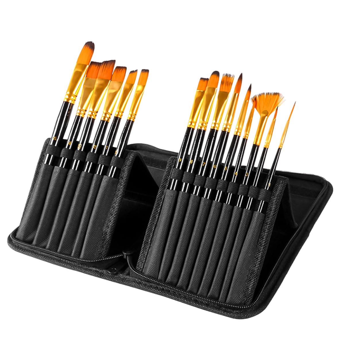 Juego de Pinceles de Arte para Pintar, 16 Piezas, Negro