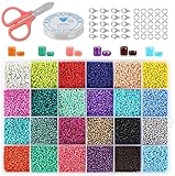 PHOGARY 24000 Glass Seed Beads, 2mm (11/0) Small Beads Mini Beads Assorted Kit 24 Opaque Colors...