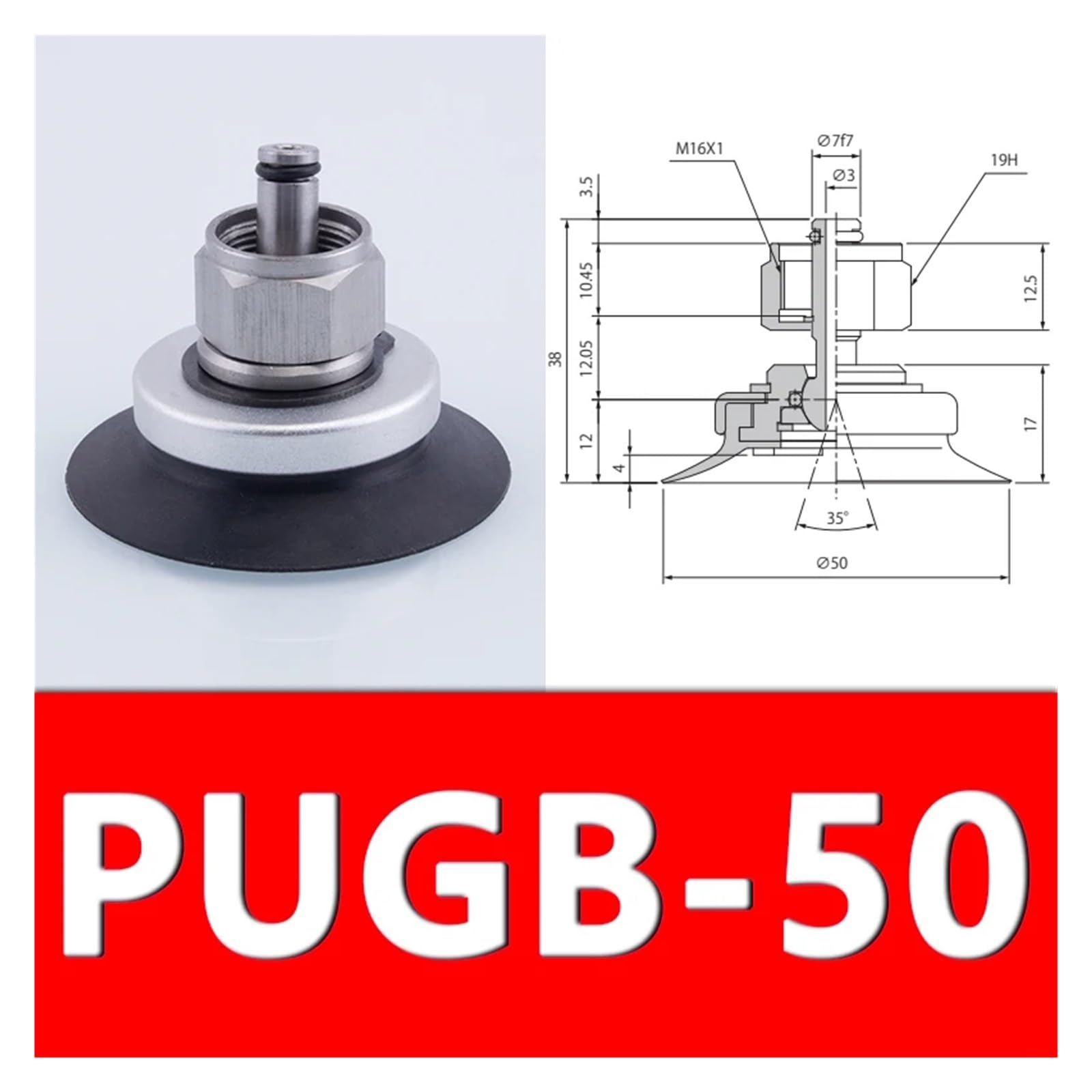 Ventosa Oscillante Universale 150mm Gomma Nitrilica para Manipuladores PUGB