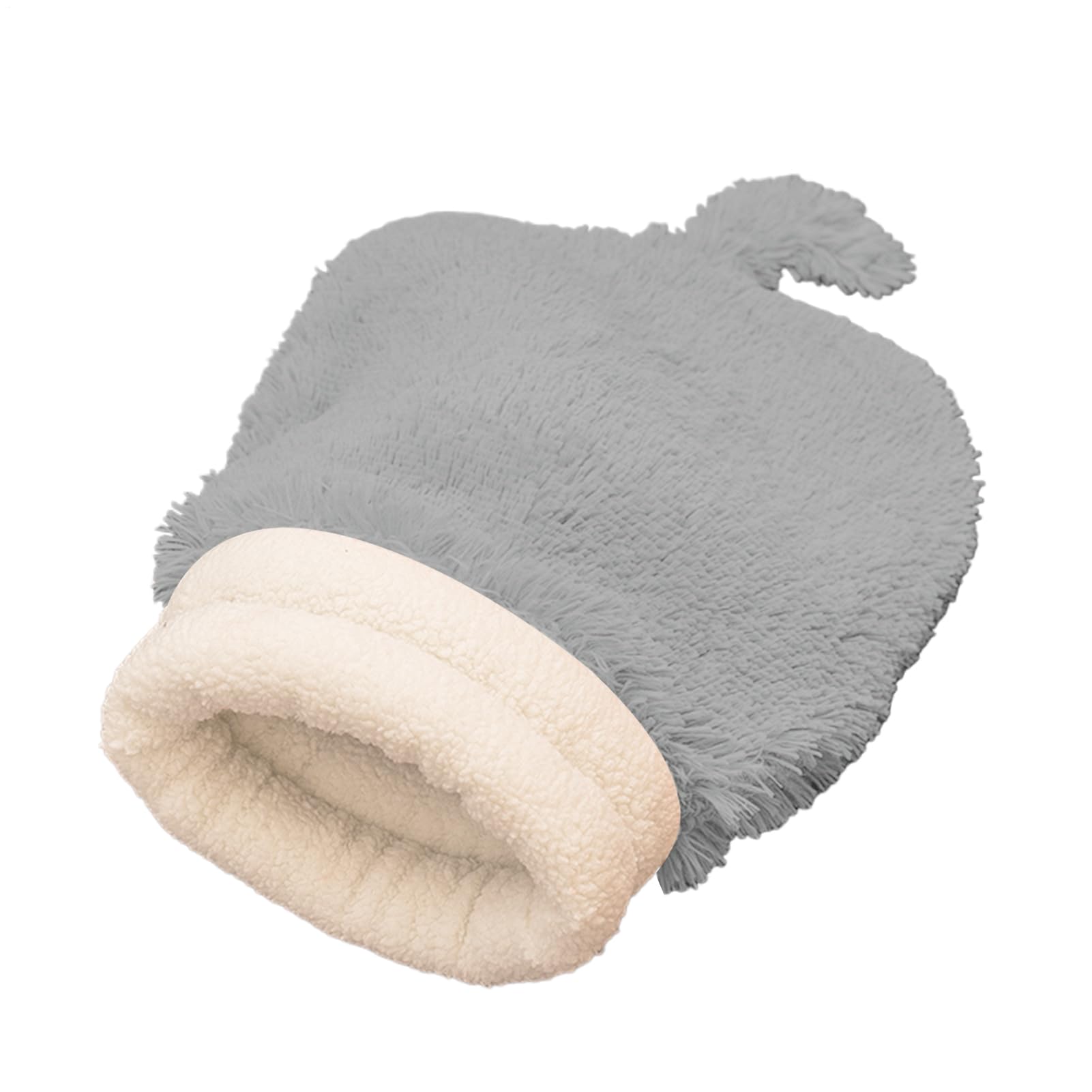 Niche lit pour chats semi-fermée en peluche contre le stress animal