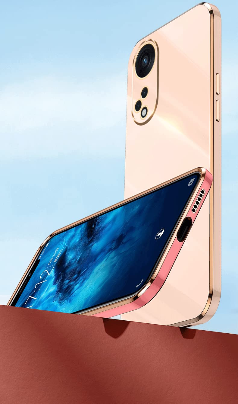 PEIYE Cover per Oppo A98 5G, Silicone TPU Custodia con Protezione Fotocamera Dorata Placcatura Cornice Paraurti -Bianca