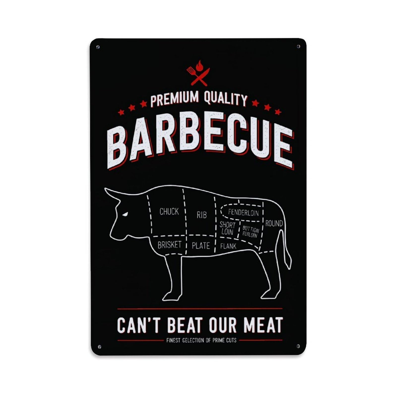 Enderetf Vintage Premium Quality Barbecue Meat Cuts Tin Sign Retro Metal Wall Decor Metal Poster, Home Bar Garage Man Cave Cafe Indoor & Outdoor Decoration 8X12inches