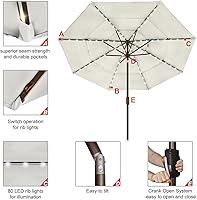 Vista 4 de EliteShade USA - Sombrilla solar de 9 pies / 2.74 metros, de 3 niveles, con 10 años sin decoloración, 80 luces LED para patio, mesa al aire libre