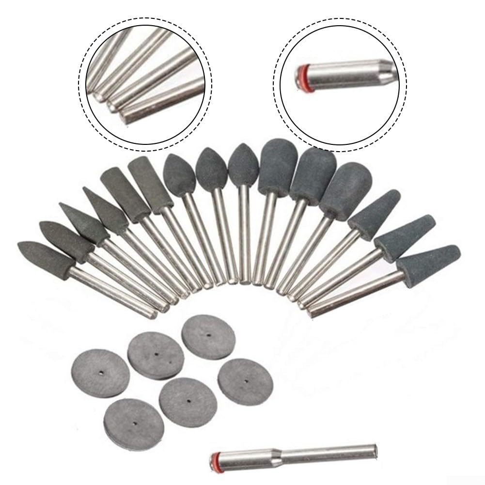 Set di 22 dischi in gomma per smerigliatura e utensili rotanti, accessori per lucidatura e sbavatura multi materiale per pietra, metallo, vetro, adatto per elettrici