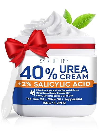 SKIN ULTIMA Crema de urea 40 porciento más 2% ácido salicílico, 40% crema de urea para pies de máxima potencia, crema de pies para pies secos