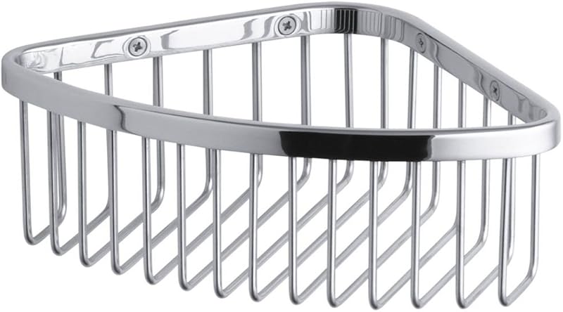KOHLER 1896-S Corner Shower Basket, Medium, Corrosion Resistant, Mounting Hardware Included, Durable, Polished Stainless Steel