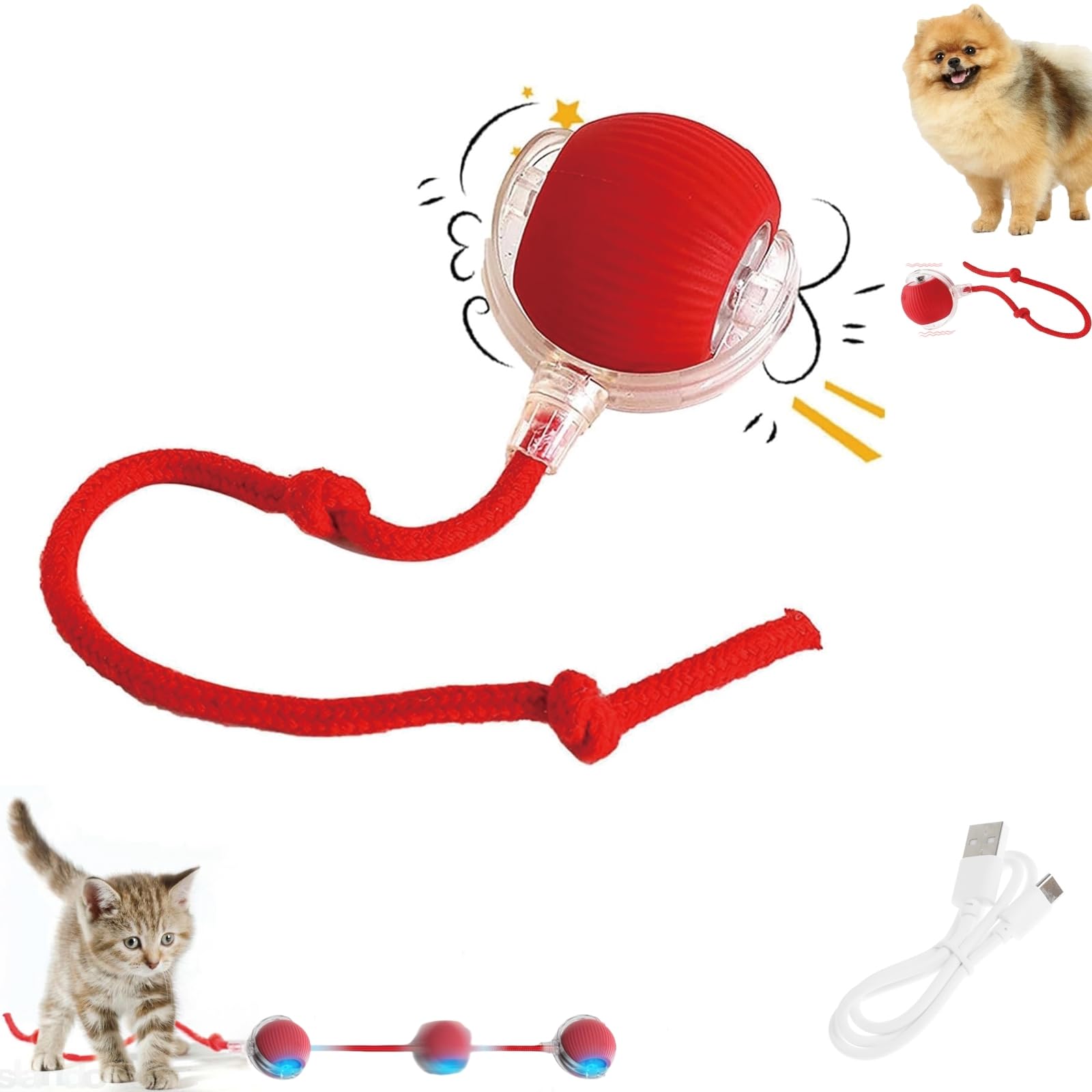 Interactive Dog Cat Toy Ball Automatic Moving Bouncing Rolling with 3 Mode Adjustable Speed Pet Smart Chase Ball