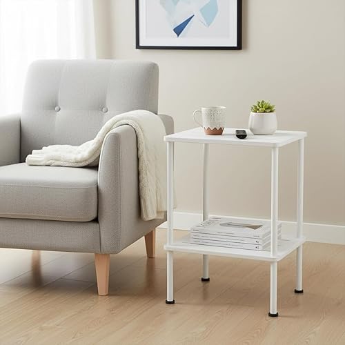 Miniatura 2 de Bamboo Adirondack - Mesa auxiliar cuadrada para exteriores, mesa auxiliar de bambú de almacenamiento de 2 niveles para patio, mesas auxiliares para