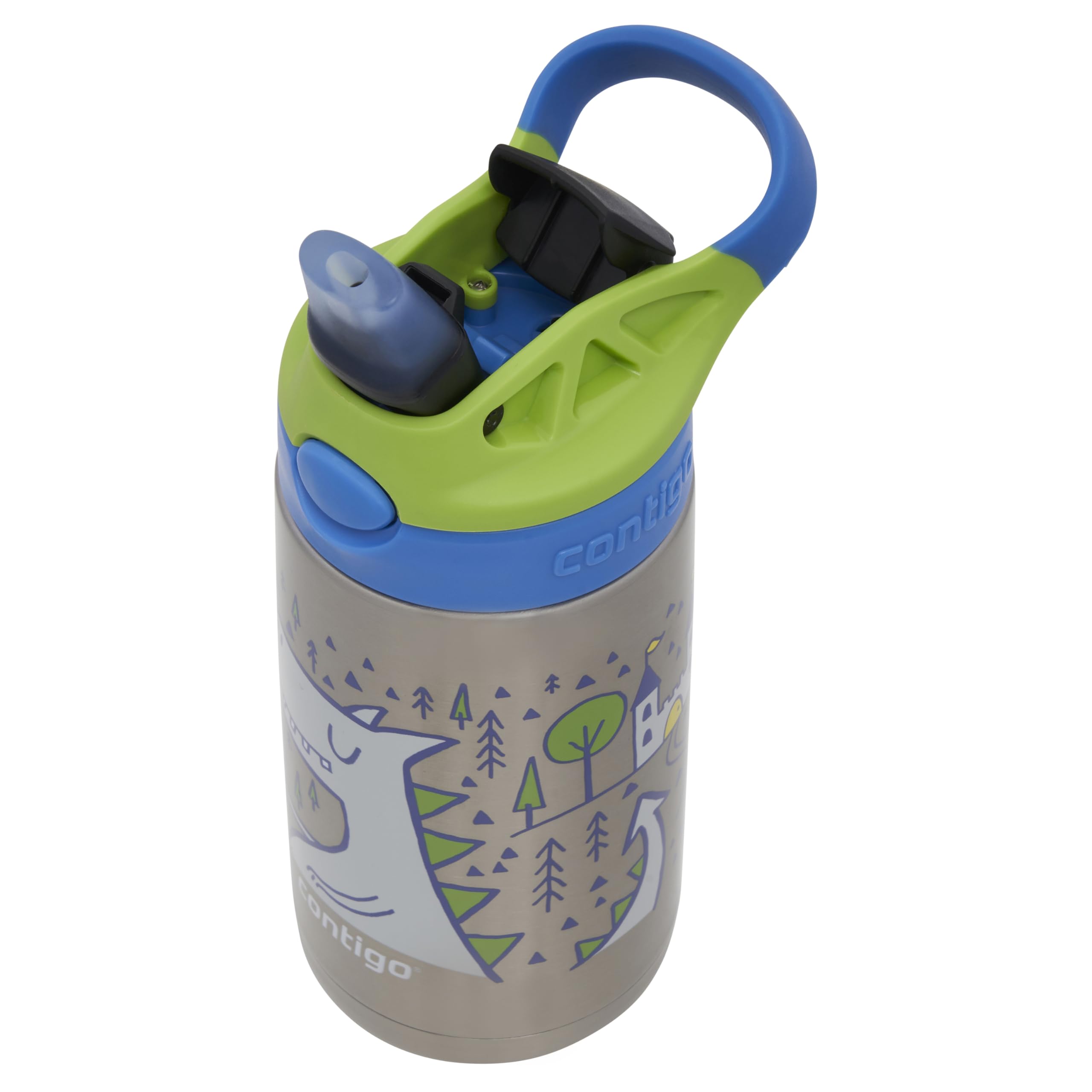 Contigo Easy Clean Bouteille thermos pour enfants avec paille, bouteille d’eau en acier inoxydable sans BPA, 100 % étanche, nettoyage facile, idéale pour crèches, maternelles, écoles et sport, 380 ml