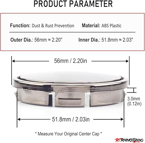 Miniatura 9 de Juego de 4 tapas centrales de rueda de 2.205 in (2.2 pulgadas)2.087 in (2.09 pulgadas), base cromada perla para Van 1996-2004 Mk4 200-2005 Outback