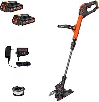 BLACK+DECKER 20V MAX Cordless String Trimmer and Edger, 12 Inch Weed Eater, 2-Speed Control Weed Wacker, 2 Batteries, Charger and Spool Included (LSTE525)