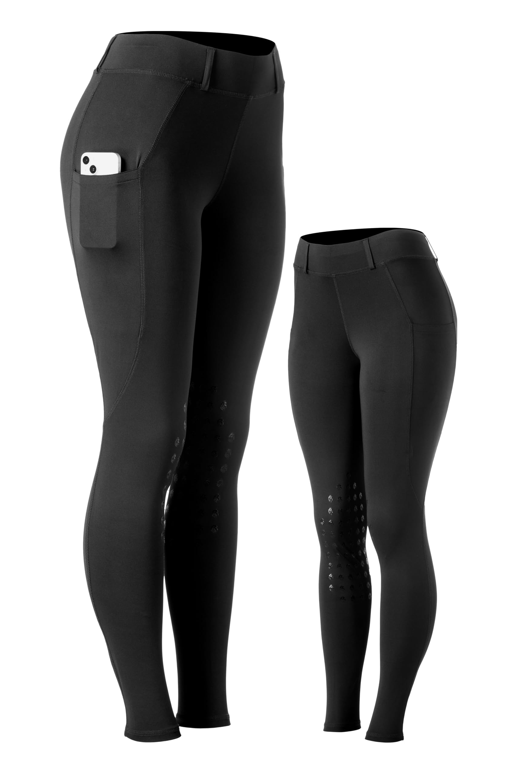 Equinavia Classic Womens Equestrian Silicone Knee Patch Breeches with Phone Pockets | Horse Riding Pants Schooling Tights