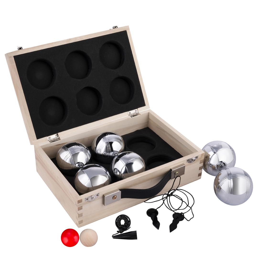 Engelhart - 010205 - Set Bocce di Lusso, 2 x 3, con Cassetta in Legno - Petanca - Triplette da 720 g