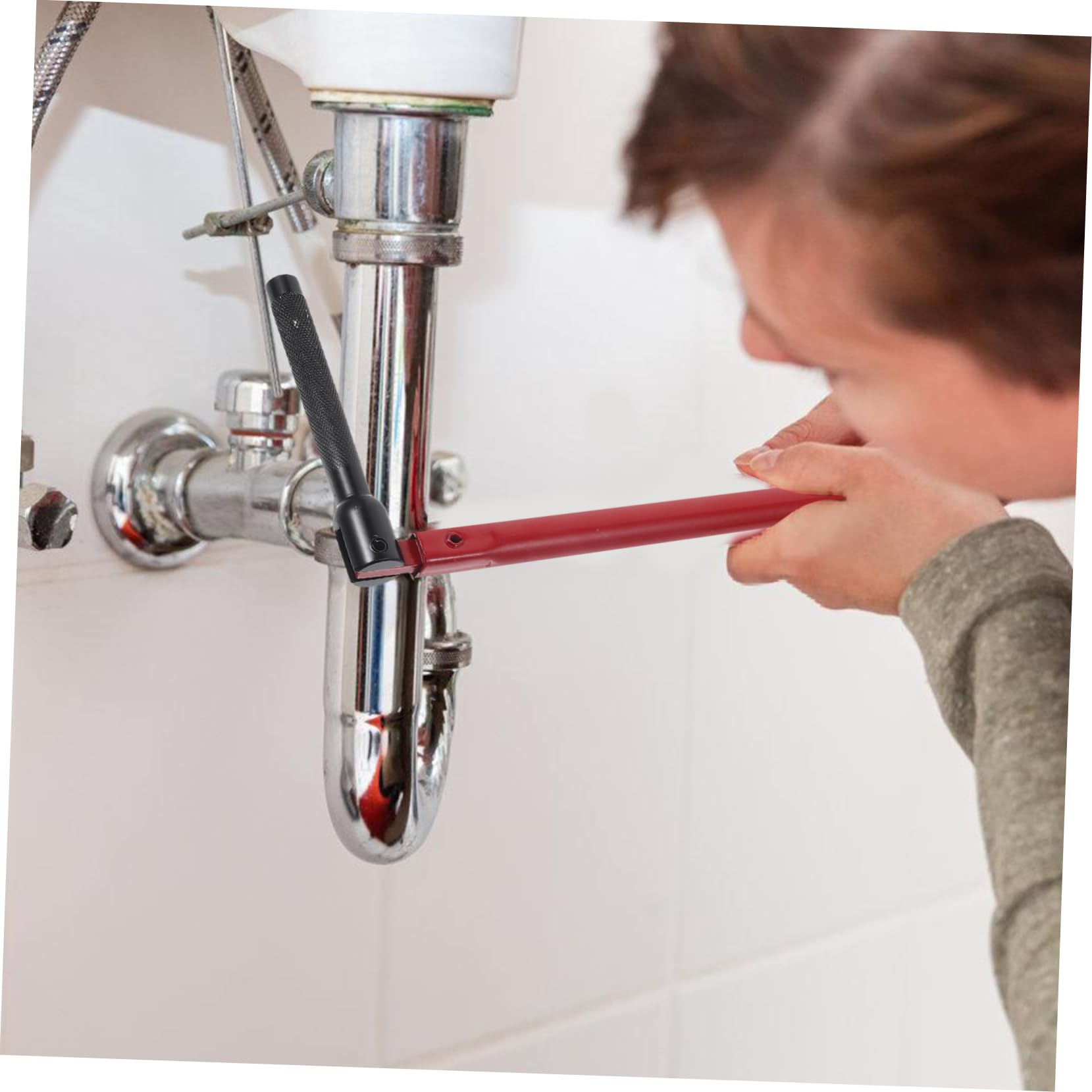 BESTonZON Clé à Eau pour Robinet de Salle de Bain, Acier au Carbone, 1 Set | Outil D’installation Retrait, Anti-dérapant, Large Plage D’usage, pour Buses de Bain