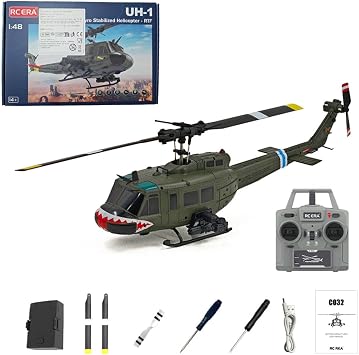 RC هليكوبتر للبالغين، UH-1 هيوي التحكم عن بعد هليكوبتر C032 1/48 مقياس 2.4 G 6 CH RC نموذج الطائرة، ألعاب داخلية وخارجية RC هدايا عيد ميلاد الطيران - RTF