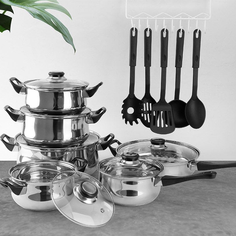 17-Pc. Kitchen Cookware Set with Utensils