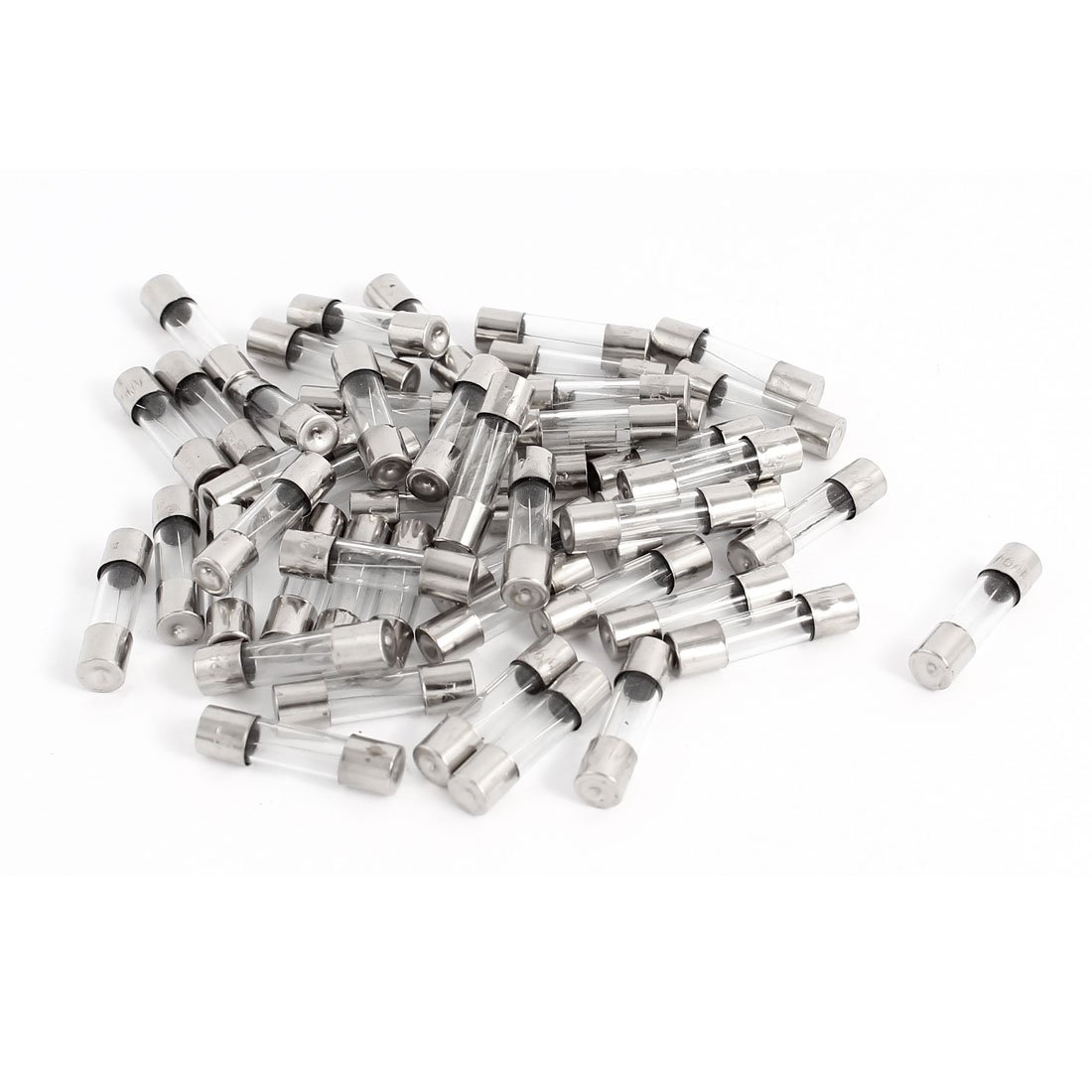 Sourcing Map Silver Sourcingmap 250V 6A F6al Quick Blow Glass Tube Fuses 5 X 20Mm 50Pcs