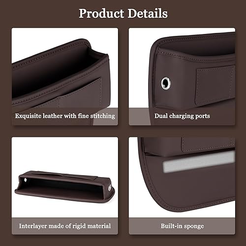 Miniatura 5 de Organizador de espacio para asiento de automóvil, de piel sintética y accesorios automotrices de almacenamiento, decoración de asientos delanteros,